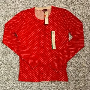 Merona Woman’s NWT Tangerine Orange Polka Dot Button Down Cardigan